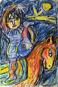 Marc Chagall 7; ink, oil, pastel; 2015