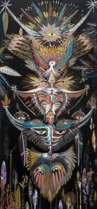 "Totem" 36" x 85" Gouache on Wood Panel
