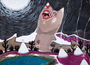 "Uncanny Campground" 12" x 16" Gouache on Paper