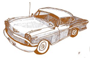 Klassic Karz 1958 Chevrolet Impala ink, digital color, 2017